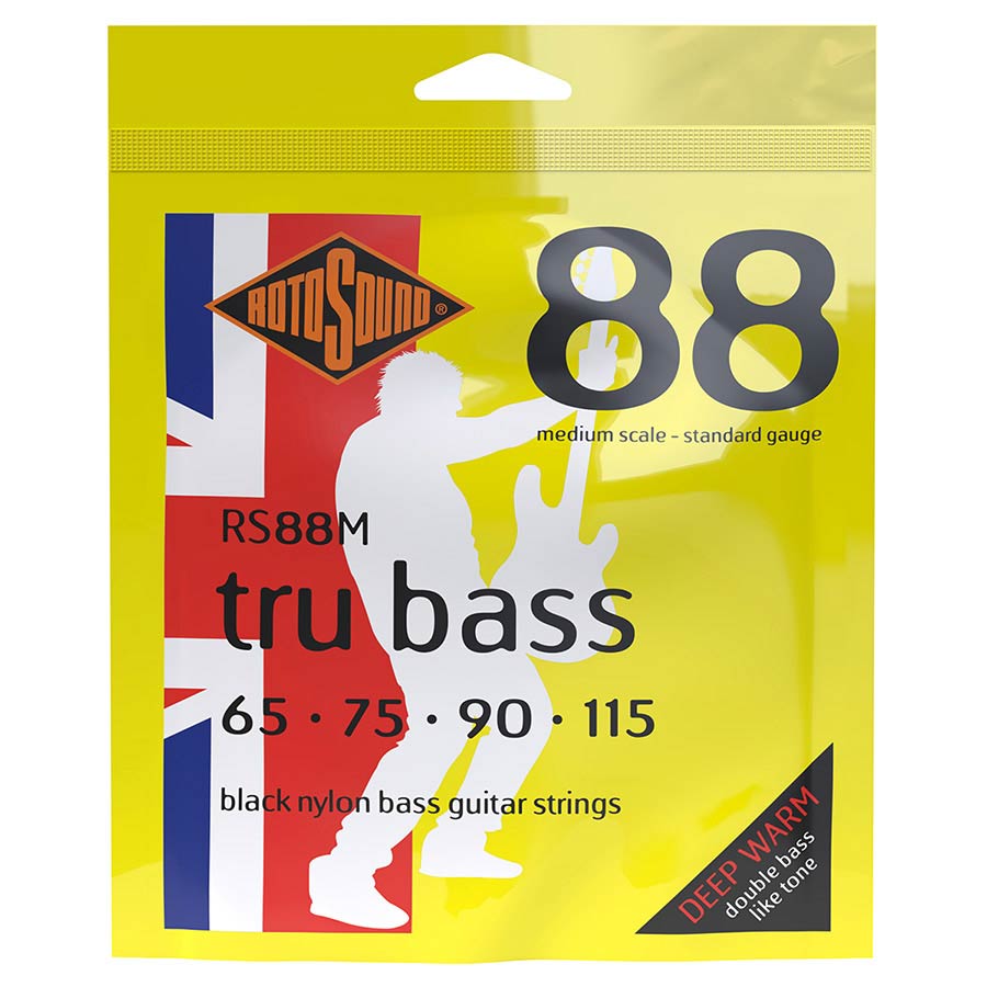 Rotosound RS88M Tru Bass 88 snarenset elektrische basgitaar, black nylon flatwound, 65-115, standard gauge, medium scale