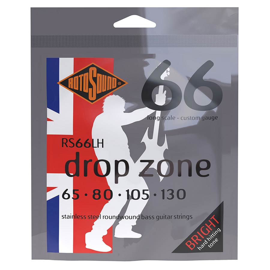 Rotosound RS66LH Swing Bass 66 snarenset elektrische basgitaar, stainless steel, 65-130 drop zone, custom gauge
