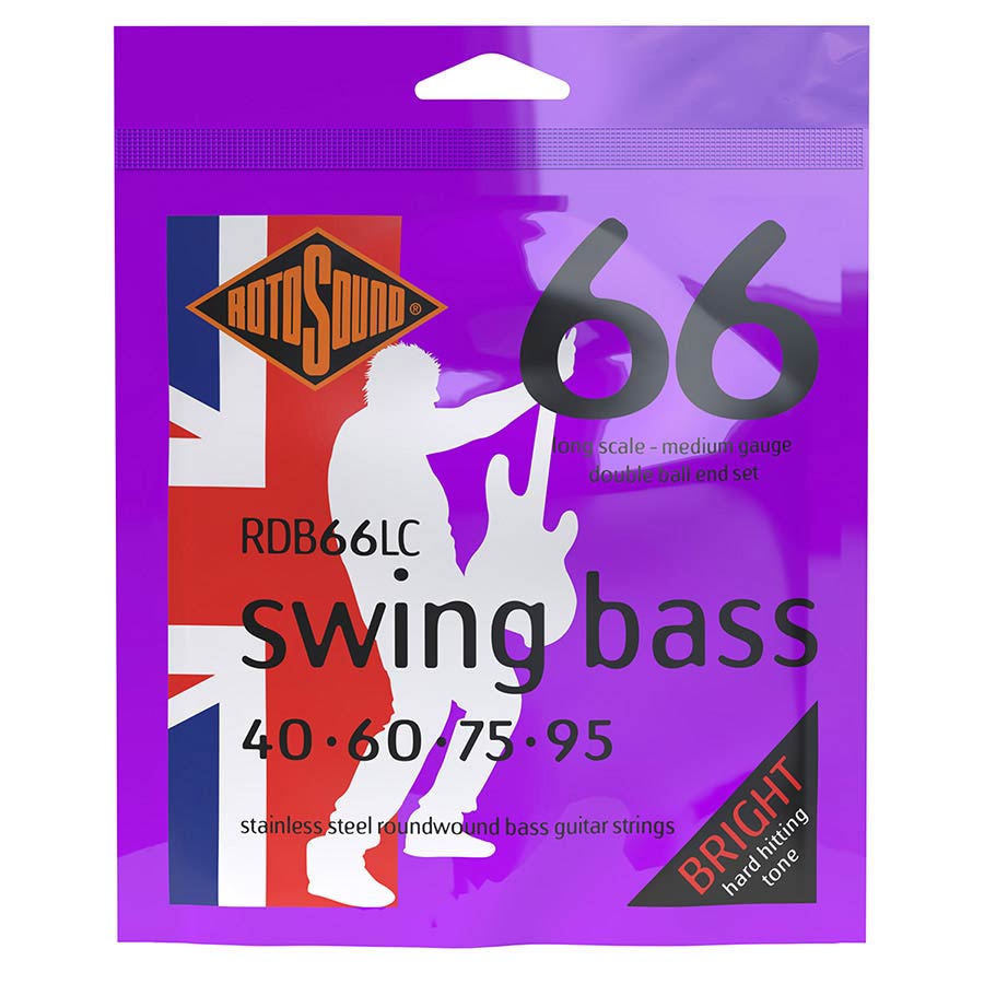 Rotosound RDB66LC Swing Bass 66 snarenset elektrische basgitaar, stainless steel, 40-95 double ball end, medium gauge