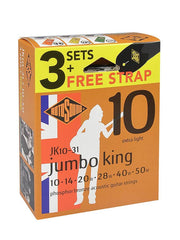 Rotosound JK10-31 Jumbo King snarenset voor akoestische gitaar, met gratis gitaarriem