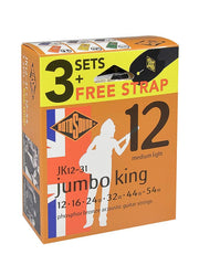 Rotosound JK12-31 Jumbo King snarenset voor akoestische gitaar, met gratis gitaarriem