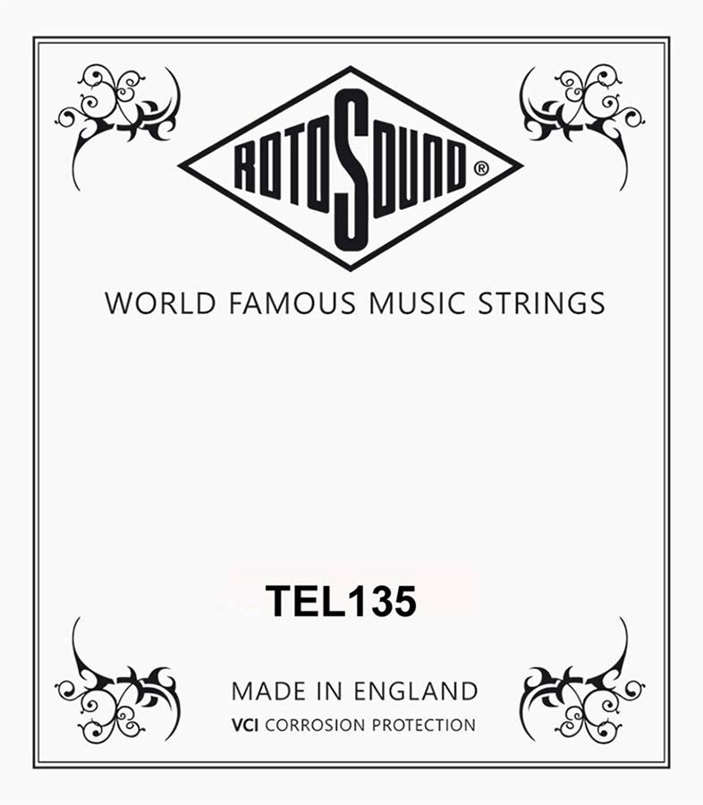 Rotosound TEL135 Tru Bass 88 .135 snaar voor basgitaar, black nylon flatwound, low B, extra lang