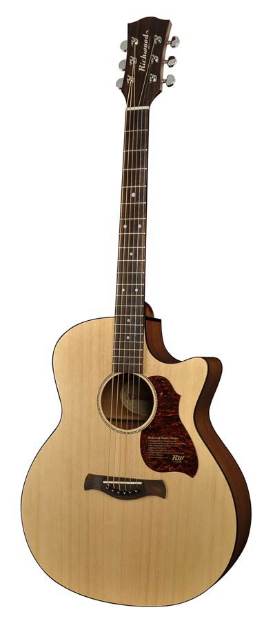 Richwood G-22-CE Master Series handgemaakte grand auditorium gitaar, brede hals, massief sparren en mahonie, cutaway, Presys I