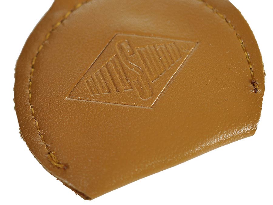 Rotosound KR-85/RS key ring, with brown leather pick holder, with 0.73mm white celluloid logo pick