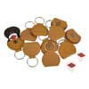 Rotosound KR-85/RS key ring, with brown leather pick holder, with 0.73mm white celluloid logo pick