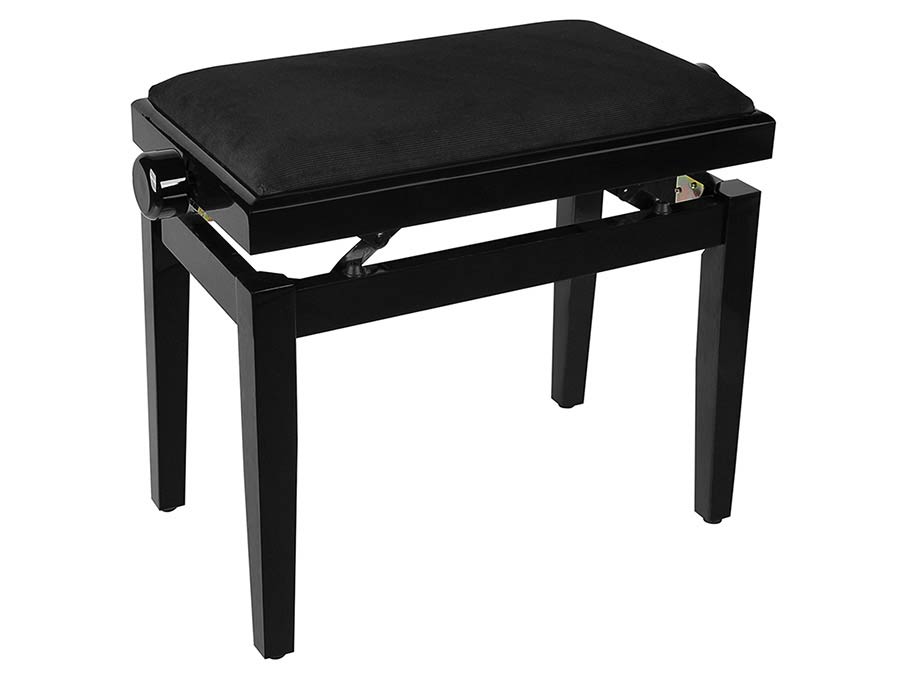 Boston PB1/1020 verstelbare pianobank – hoogglans zwart met velours zitting