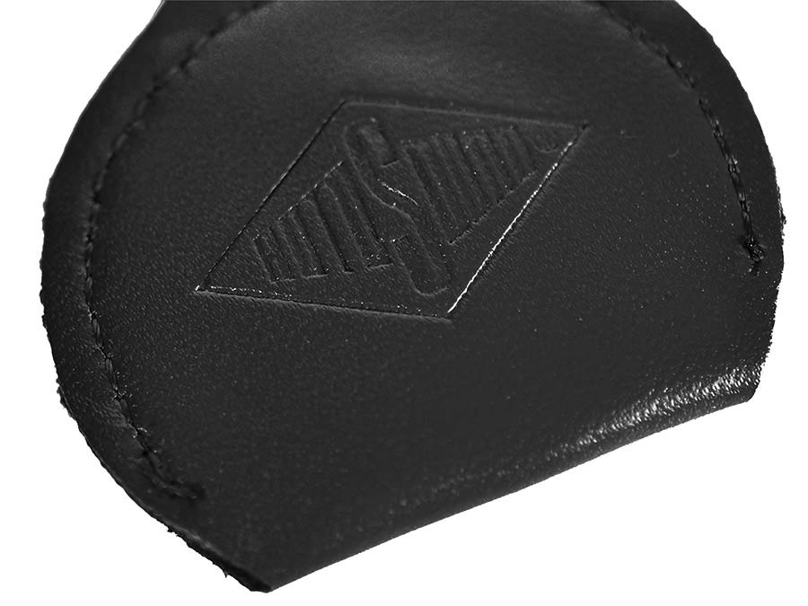 Rotosound KR-85/RS2 key ring, with black leather pick holder, with 0.73mm white celluloid logo pick