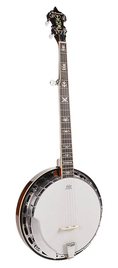 Richwood RMB-905 Heritage Series bluegrassbanjo, 5-snarig, aluminium ketel en tonering, ebben toets, 24 beugels