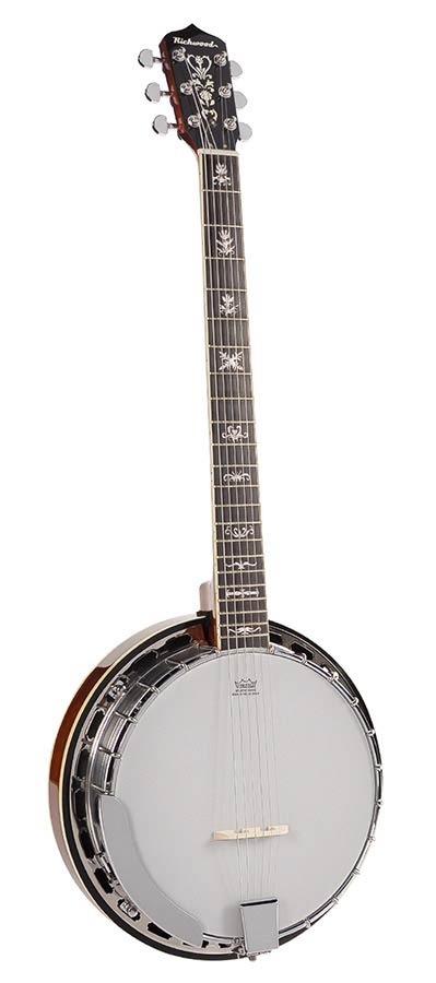 Richwood RMB-906 Heritage Series gitaarbanjo, 6-snarig, aluminium ketel en tonering, peruaans walnoten toets, 24 beugels