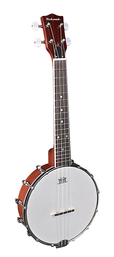 Richwood RMBU-404 Heritage Series ukelelebanjo, open achterkant, mahonie ketel, 12 beugels