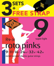 Rotosound R9-31 Roto snarenset voor elektrische gitaar, met gratis gitaarriem