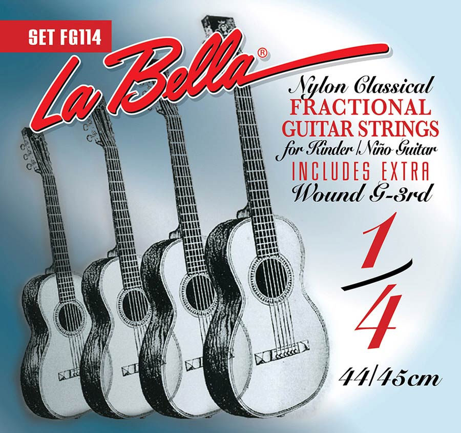 La Bella FG114 Fractional klassieke gitaarsnaren, normale spanning, 1/4, 025-048