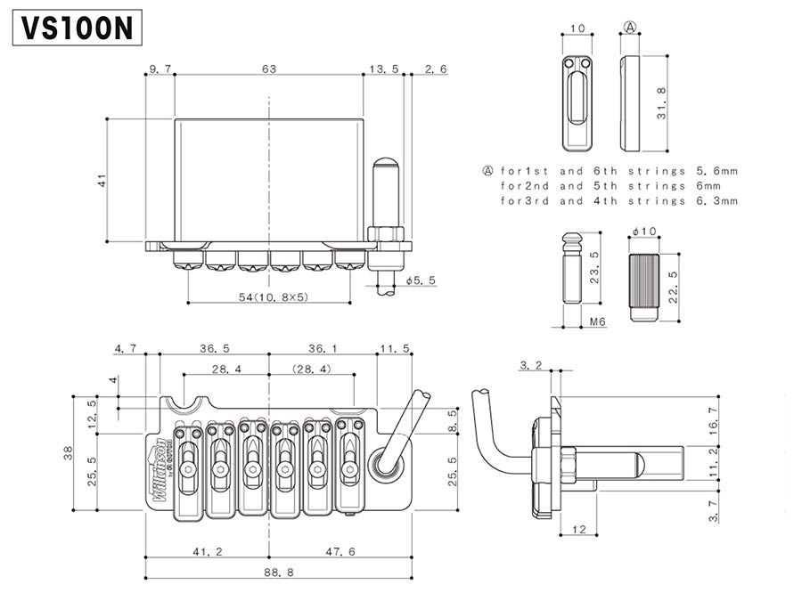 Gotoh - GTH16266 - VS100N Wilkinson tremolo unit, honed chrome afbeelding 2