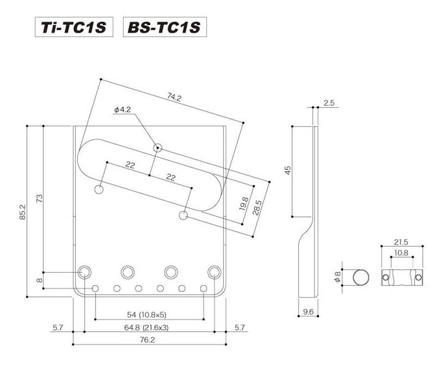 Gotoh - GTH12545 - BS-TC1 bridge-tailpiece T-model with brass saddles, aged chrome afbeelding 2