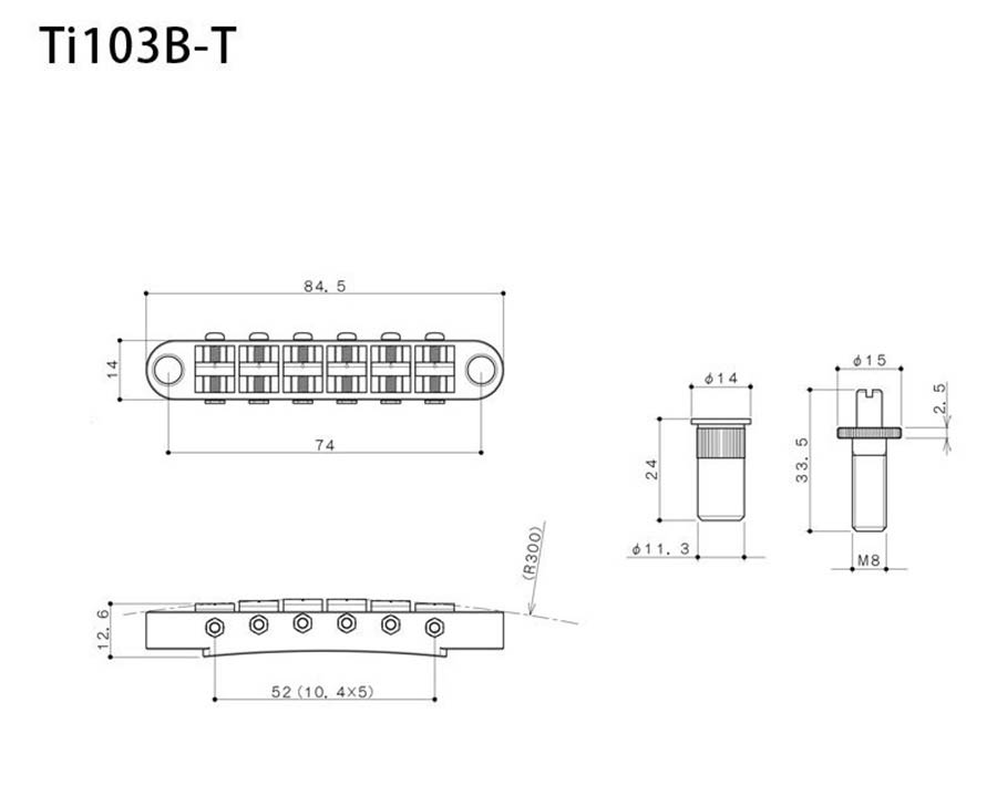 Gotoh - GTH12681 - Ti103B-T guitar bridge with titanium saddles, gold afbeelding 3