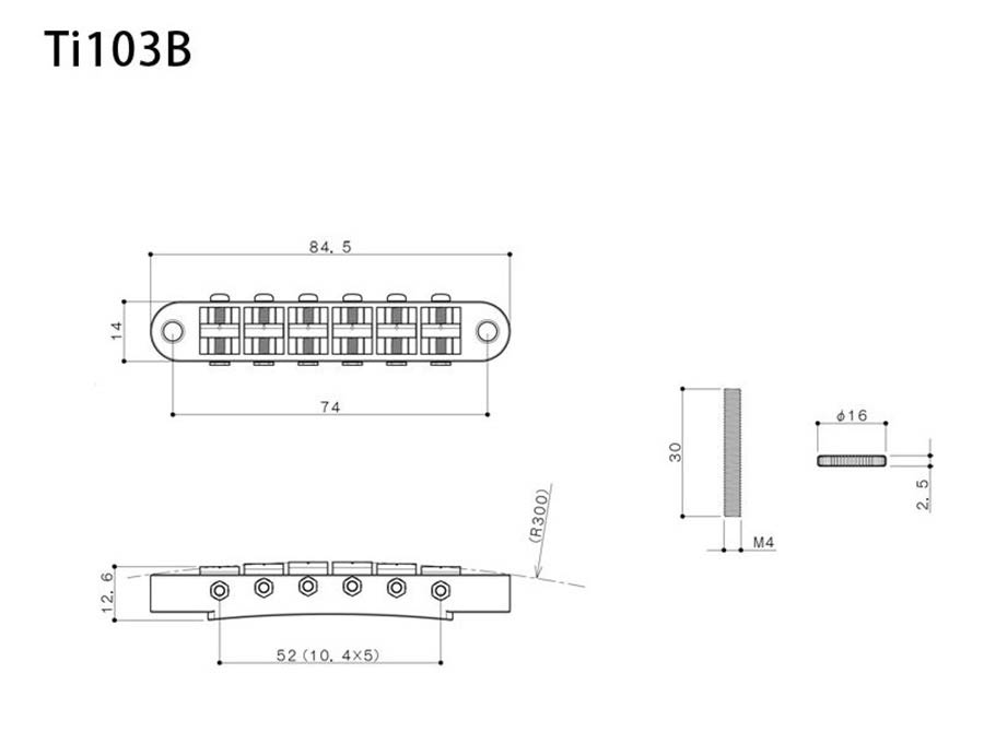 Gotoh - GTH12673 - Ti103B guitar bridge with titanium saddles, nickel afbeelding 3