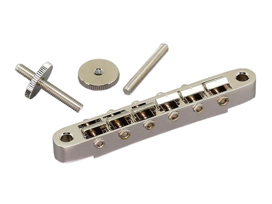 Gotoh - GTH12644 - GE104B guitar bridge tune-o-matic, vintage 11mm saddle travel, vintage posts, nickel