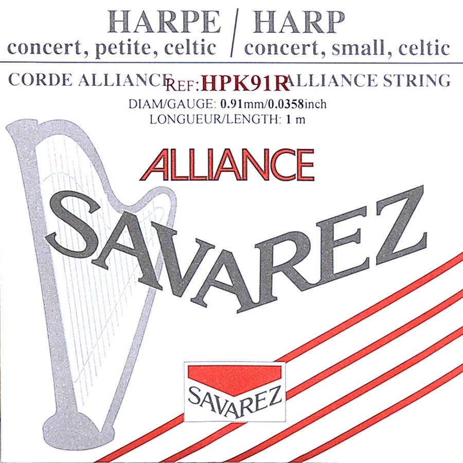 Savarez HPK91R Alliance harpsnaar voor kleine harp en concertharp 0,91 mm 1 m rood