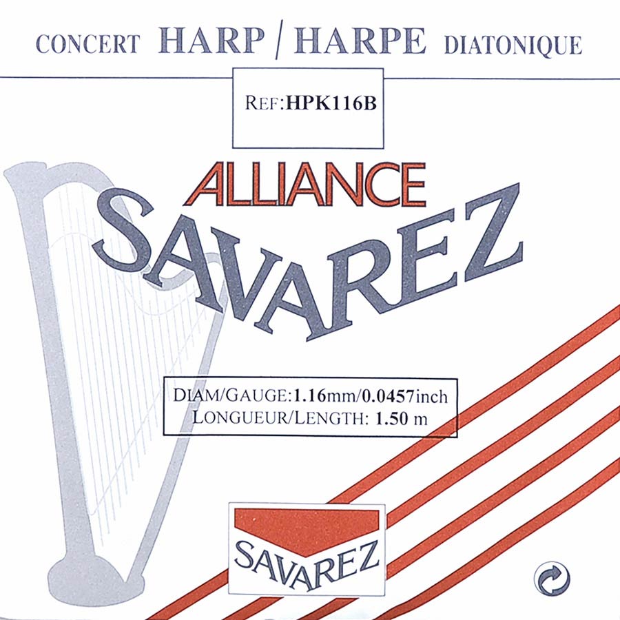 Savarez HPK116B Alliance harpsnaar voor kleine harp en concertharp 1,16 mm 1,50 m zwart