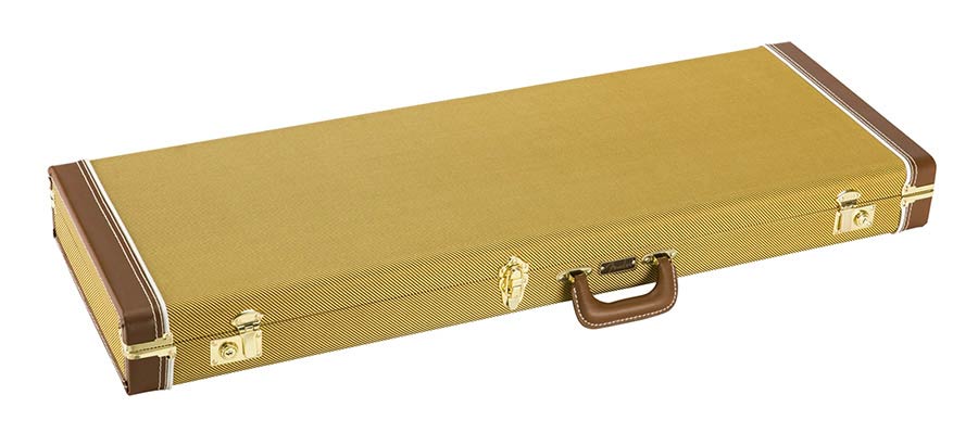 Fender guitar case for Stratocaster/Telecaster, tweed with dark red plush interior