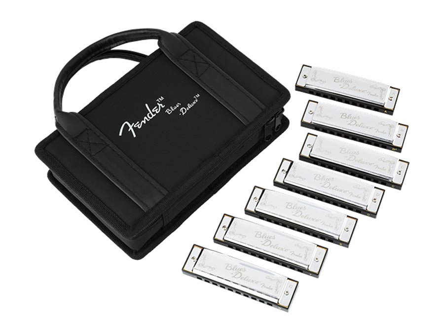 Fender Blues Deluxe mondorgel-bundel van 7, met gigbag