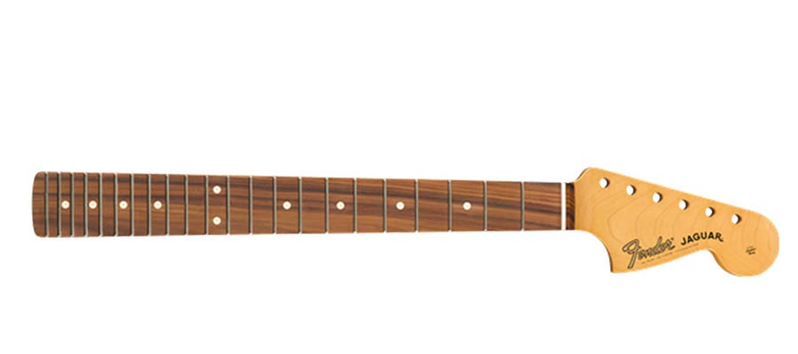 Fender Jaguar neck, 22 medium jumbo frets, 24"scale length, 9,5" radius pau ferro fingerboard, C-shape