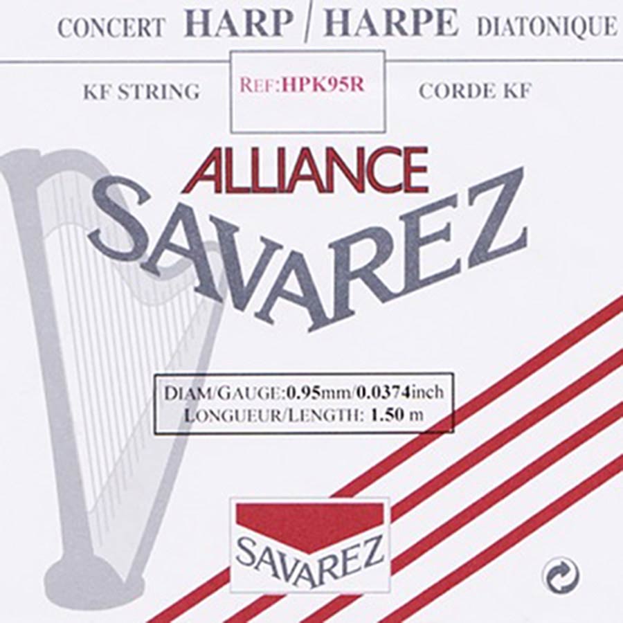 Savarez HPK95R Alliance harpsnaar voor kleine harp en concertharp 0,95 mm 1,50 m rood