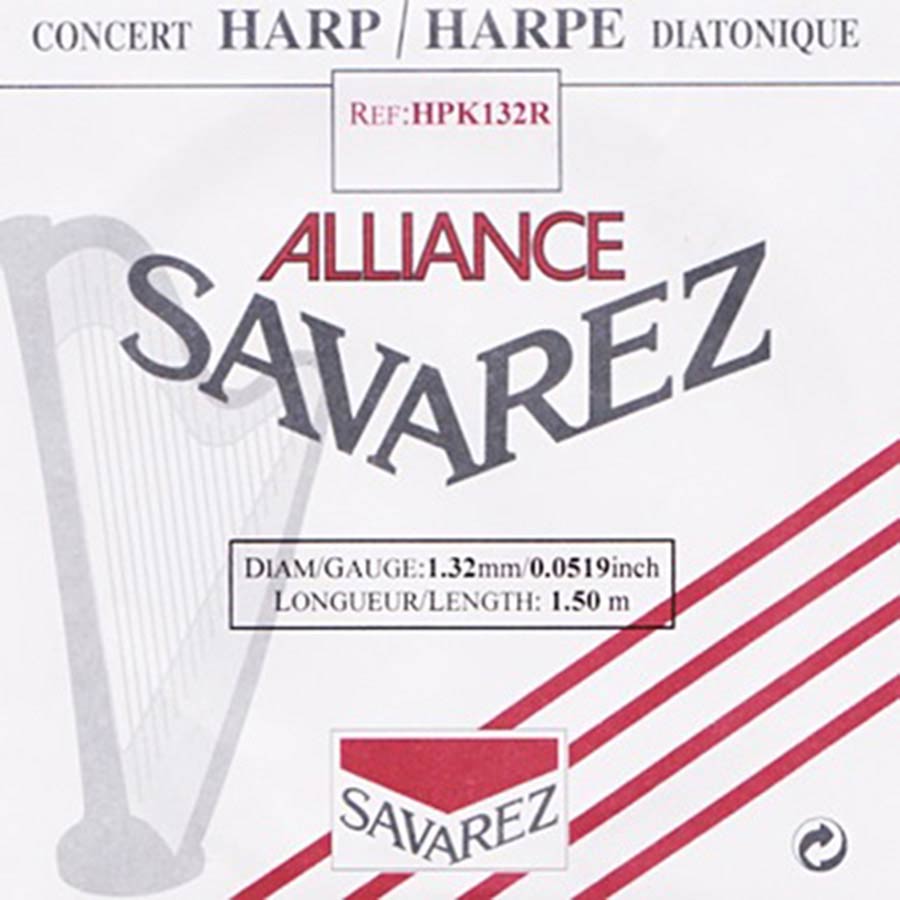 Savarez HPK132R Alliance harpsnaar voor kleine harp en concertharp 1,32 mm 1,50 m rood