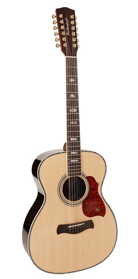 Richwood A-7012-VA Master Series handgemaakte auditorium OOO 12-snarige gitaar, massief sparren en palissander, ebbenhout toets, echt abalone