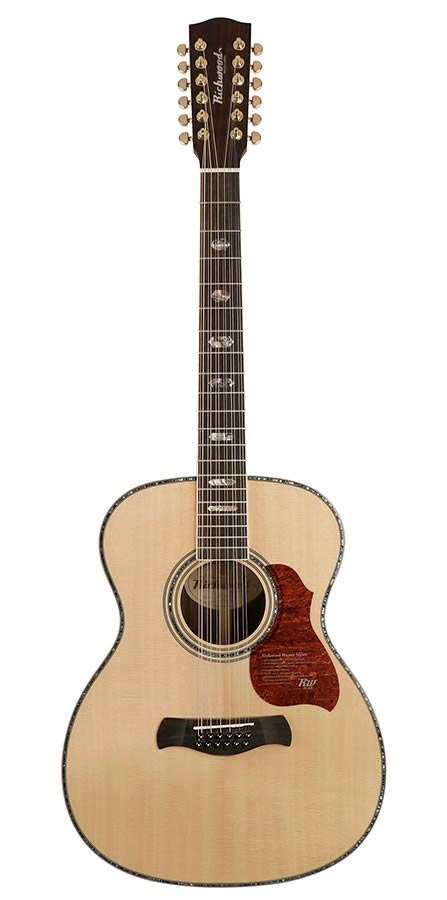 Richwood A-7012-VA Master Series handgemaakte auditorium OOO 12-snarige gitaar, massief sparren en palissander, ebbenhout toets, echt abalone