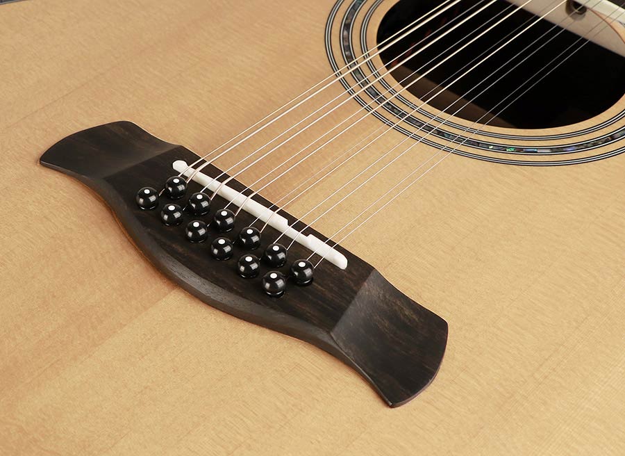 Richwood A-7012-VA Master Series handgemaakte auditorium OOO 12-snarige gitaar, massief sparren en palissander, ebbenhout toets, echt abalone