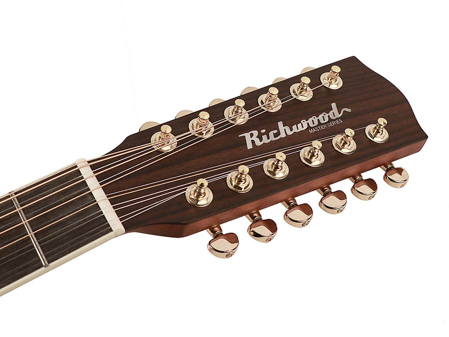 Richwood A-7012-VA Master Series handgemaakte auditorium OOO 12-snarige gitaar, massief sparren en palissander, ebbenhout toets, echt abalone