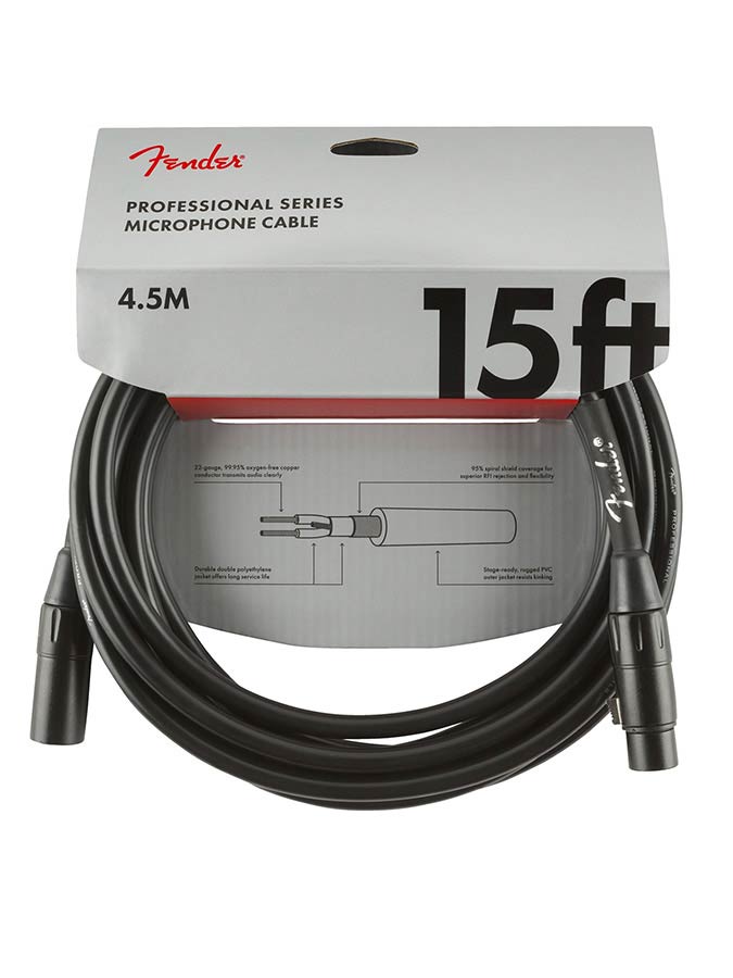 Fender microphone cable, 15ft, black