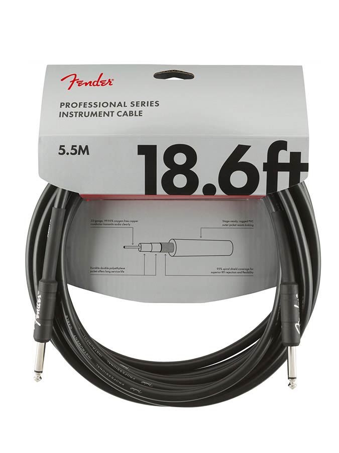 Fender instrumentkabel, zwart, 18.6ft