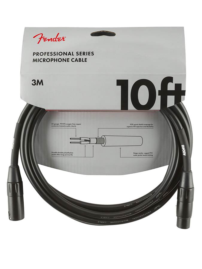 Fender microphone cable, 10ft, black