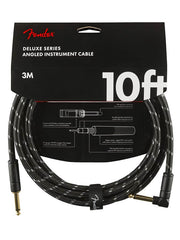 Fender instrument cable, 10ft, 1x angled, black tweed