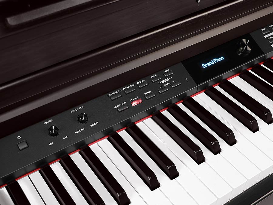 digital upright piano, 88 keys graded hammer action, triple sensor (GP3), 2 x 25 W - rosewood