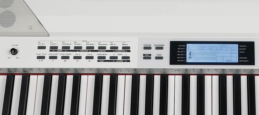 digital stage piano with accompaniment, 88 keys hammer action (GAS-II), 2 x 20 W, white
