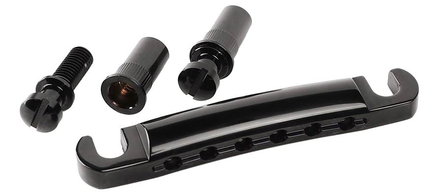 Gotoh - GTH16285 - GE101Z-T zinc guitar tailpiece with metric studs M8 (modern shape), black