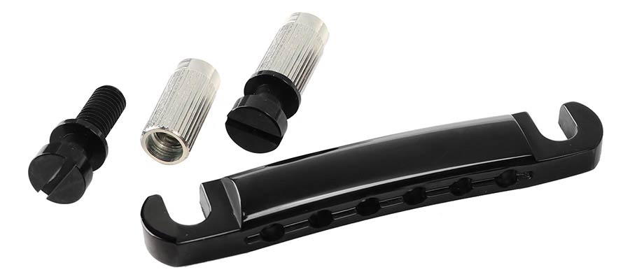 Gotoh - GTH16290 - GE101Z zinc guitar tailpiece with metric studs M8 (vintage shape), black