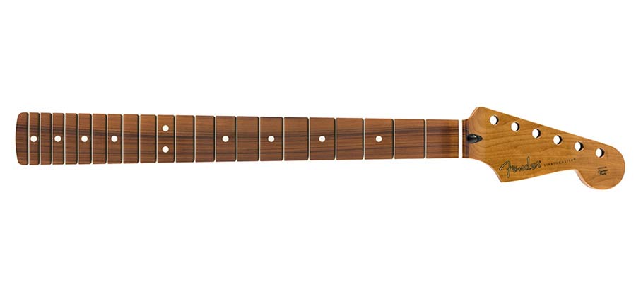 Fender roasted maple Stratocaster neck, 21 narrow tall frets, 9.5" radius, pao ferro, C shape, MIM
