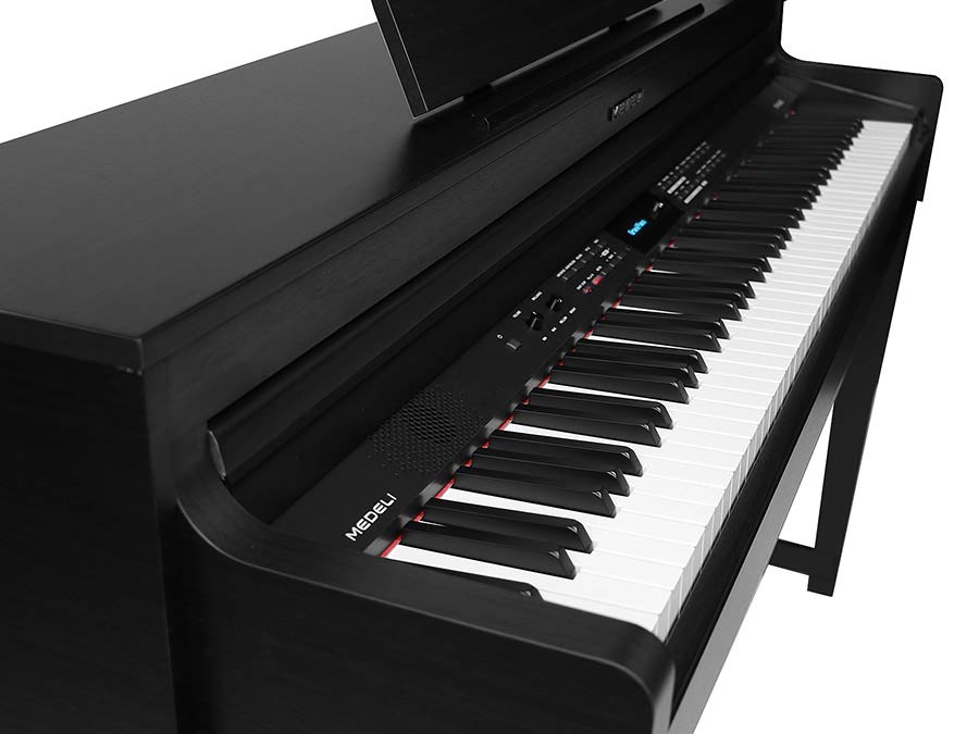 digital upright piano, 88 keys graded hammer action, triple sensor (GP3), 2 x 25 W, black satin