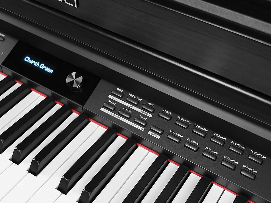 digital upright piano, 88 keys graded hammer action, triple sensor (GP3), 2 x 25 W, black satin