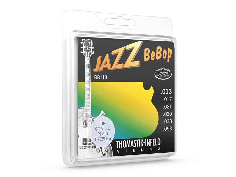 Thomastik-Infeld THBB-113T snarenset voor elektrische gitaar, nickel rond omwonden, tinplated trebles, 013T-017T-021-030-038-053