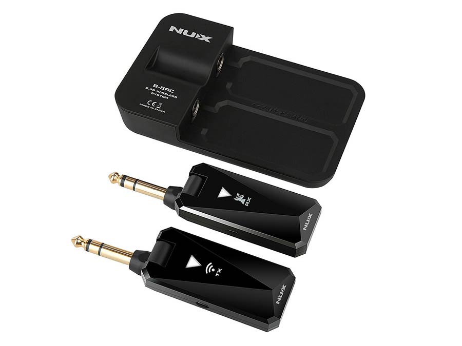 NUX: 2.4 GHz draadloos systeem voor gitaar, jack plug zender en ontvanger, automatisch pairing systeem