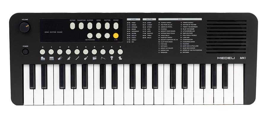 keyboard, 37 mini-size keys, with USB-C cable for power supply, 1 x 2 W, black
