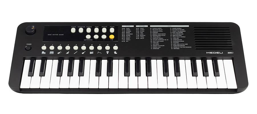 keyboard, 37 mini-size keys, with USB-C cable for power supply, 1 x 2 W, black