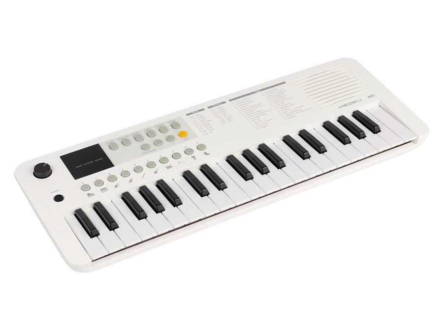 keyboard, 37 mini-size keys, with USB-C cable for power supply, 1 x 2 W, white