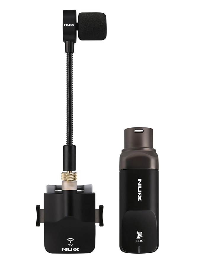 NUX: draadloos systeem voor saxofoon, microfoon met zender en ontvanger, 2.4GHz band