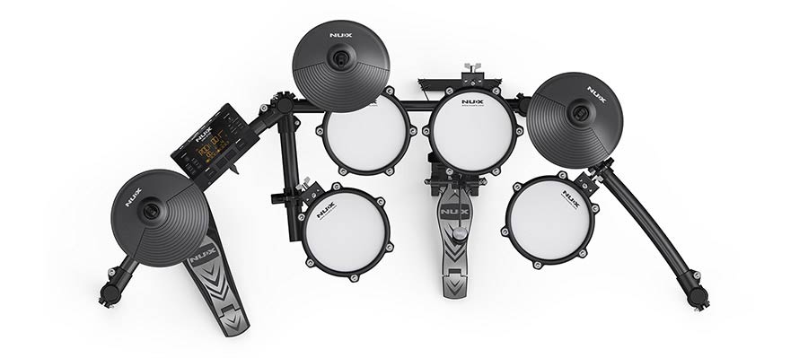 NUX: digitaal drumstel, 8 delig, mesh drumvellen, uitgebreide module, Bluetooth